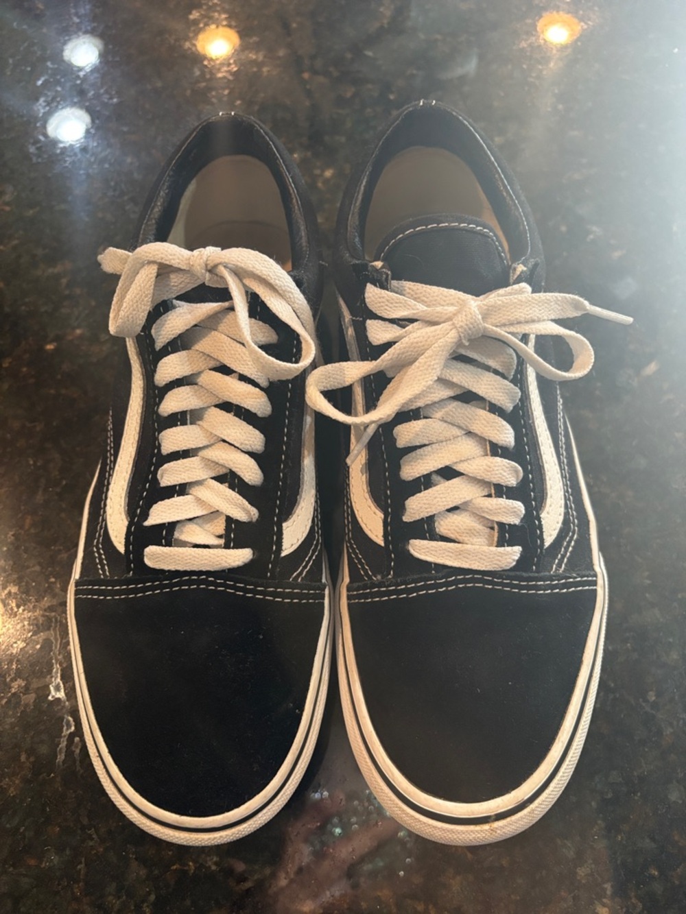 Classic Black and White Low-Top Lace-Up canvas and suede women sneakers.